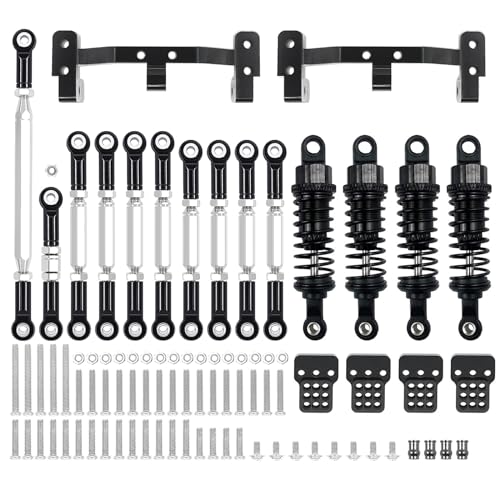 ZIBOXI Chassis Link Rod Zugstange Halterung Stoßdämpfer-Sets Passend for WPL C14 C24 MN D90 MN99S RC Auto Upgrades Teile Zubehör(Black for MN) von ZIBOXI