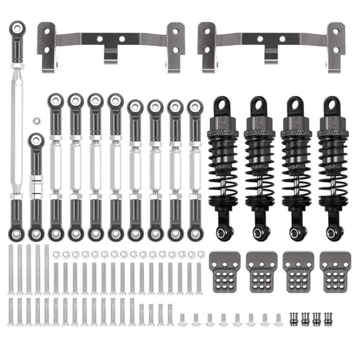 ZIBOXI Chassis Link Rod Zugstange Halterung Stoßdämpfer-Sets Passend for WPL C14 C24 MN D90 MN99S RC Auto Upgrades Teile Zubehör(Gray for MN) von ZIBOXI