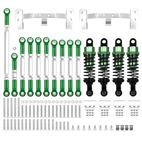 ZIBOXI Chassis Link Rod Zugstange Halterung Stoßdämpfer-Sets Passend for WPL C14 C24 MN D90 MN99S RC Auto Upgrades Teile Zubehör(Green for MN) von ZIBOXI