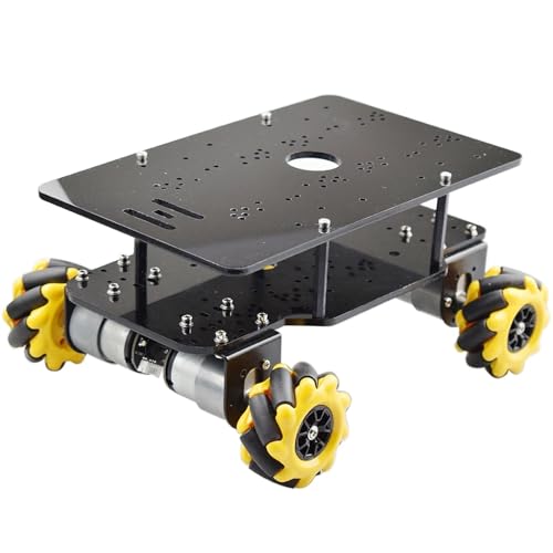 ZIBOXI Doppelchassis 5 kg Last Mecanum Rad Roboter Auto Chassis Kit mit 4 Stück Gleichstrommotor mit Drehzahlgeber for Arduino Raspberry Pi DIY (Size : Robot Base) von ZIBOXI