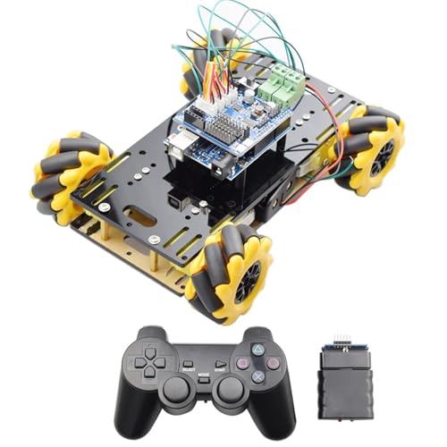 ZIBOXI Doppelchassis Mecanum Rad Roboter Auto Chassis Kit mit TT Motor for Arduino Raspberry Pi DIY Stem Spielzeug Teile (Size : PS2 Robot car) von ZIBOXI