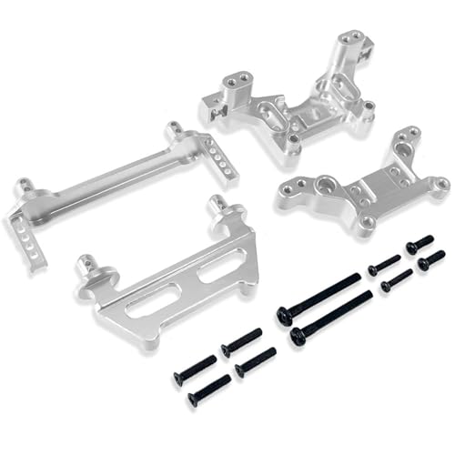 ZIBOXI Fit for MJX Hyper Gehen 1/16 16208 16209 H16 H16BM RC Ca Tuning Teile FR Körper Säulen Vorne Rea Shock Tower(Silver) von ZIBOXI