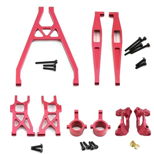 ZIBOXI Front Lower Arm Achsschenkel C-Hub Carrier Hinterachse Verbindungsstange Set for Axial Yeti Jr. 1/18 RC Auto Upgrade Teile(1 Set Red) von ZIBOXI