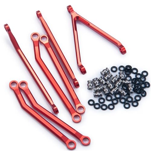 ZIBOXI High Clearance Chassis Links Kit Axial SCX24 C10 Passend for Wrangler for Bronco 1/24 RC Crawler Auto LKW Modellteil(Red) von ZIBOXI