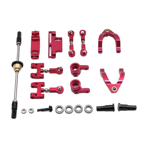 ZIBOXI Hinterachs-Differenzialwellen-Lenkbecher-Set, passend for WPL D12 1/10 RC Upgrade Kit(Red) von ZIBOXI