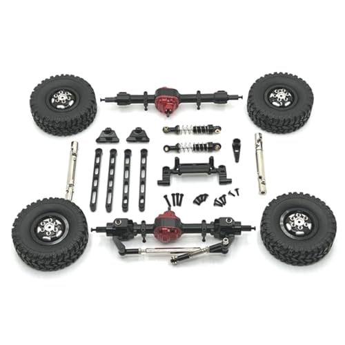 ZIBOXI MN82 LC79 MN78 Vorder- und Hinterachse Chassis Verbindungsstange Zugstange Montieren Stoßdämpfer Reifen Set 1/12 RC Auto Upgrade Teile(Black) von ZIBOXI