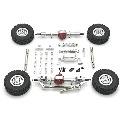 ZIBOXI MN82 LC79 MN78 Vorder- und Hinterachse Chassis Verbindungsstange Zugstange Montieren Stoßdämpfer Reifen Set 1/12 RC Auto Upgrade Teile(Silver) von ZIBOXI