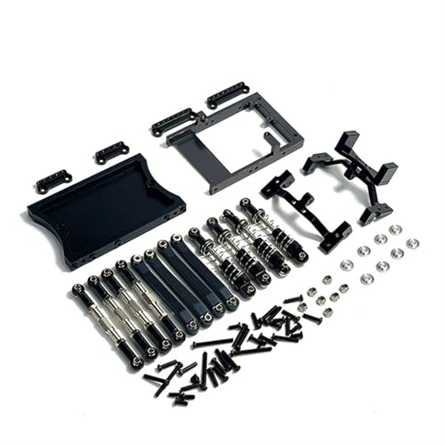 ZIBOXI Passend for MN D90 MN98 MN99S Chassis Link Rod Servo Halterung Stoßdämpfer Strahl Set 1/12 RC Auto Upgrade Teile(Black) von ZIBOXI