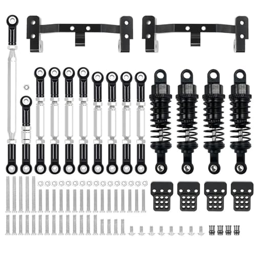 ZIBOXI Passend for WPL C14 C24 MN D90 MN99S Chassis Verbindungsstange Zugstange Halterung Stoßdämpfer Set RC Auto Upgrades Teile Zubehör(MN Black) von ZIBOXI