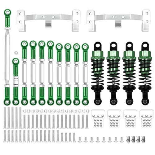 ZIBOXI Passend for WPL C14 C24 MN D90 MN99S Chassis Verbindungsstange Zugstange Halterung Stoßdämpfer Set RC Auto Upgrades Teile Zubehör(MN Green) von ZIBOXI