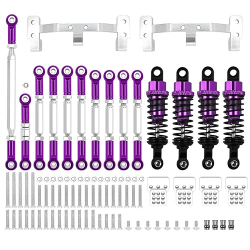 ZIBOXI Passend for WPL C14 C24 MN D90 MN99S Chassis Verbindungsstange Zugstange Halterung Stoßdämpfer Set RC Auto Upgrades Teile Zubehör(MN Purple) von ZIBOXI