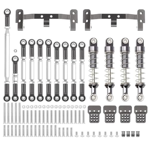 ZIBOXI Passend for WPL C14 C24 MN D90 MN99S Chassis Verbindungsstange Zugstange Halterung Stoßdämpfer Set RC Auto Upgrades Teile Zubehör(MN Titanium) von ZIBOXI