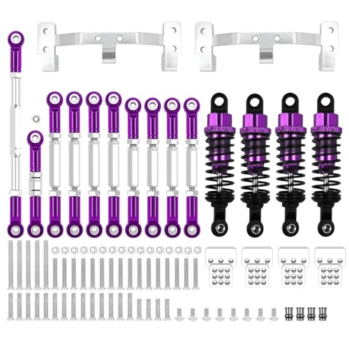 ZIBOXI Passend for WPL C14 C24 MN D90 MN99S Chassis Verbindungsstange Zugstange Halterung Stoßdämpfer Set RC Auto Upgrades Teile Zubehör(WPL Purple) von ZIBOXI