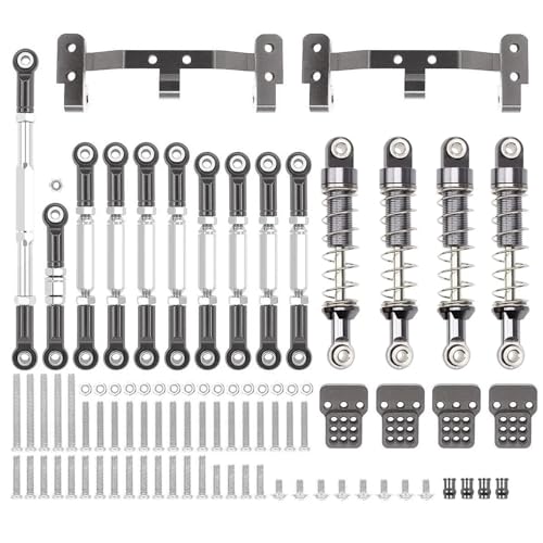 ZIBOXI Passend for WPL C14 C24 MN D90 MN99S Chassis Verbindungsstange Zugstange Halterung Stoßdämpfer Set RC Auto Upgrades Teile Zubehör(WPL Titanium) von ZIBOXI