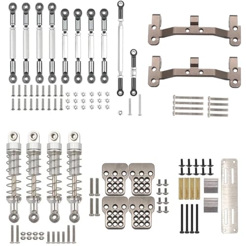 ZIBOXI Passend for WPL C14 C24 MN D90 MN99S Verbindungsstange Zugstangen Links Stoßdämpfer Servohalterung Sitz RC Auto Upgrades Teile Zubehör(MN Silver) von ZIBOXI