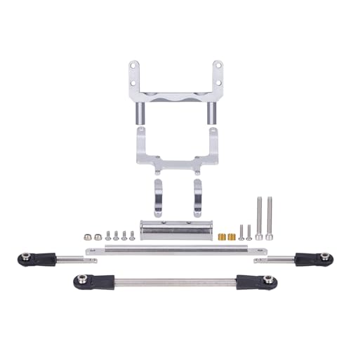 ZIBOXI Servohalterung mit Skala, vollhydraulischer Lenkzylindersatz, 1/10 RC Crawler, passend for Fimonda Rockjock SCX10 II, gerade Achse, DIY(Silver) von ZIBOXI