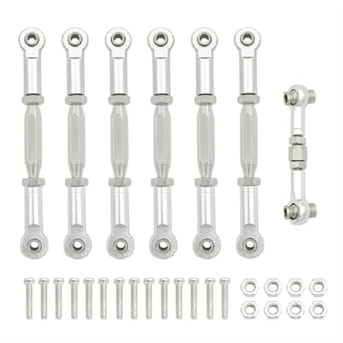 ZIBOXI Spannschlösser Camber Link Rod Linkage Set Fit for Traxxas Slash 4X4 VXL 2WD Rustler Stampede Hoss 1/10 RC Auto Upgrades Teile(Silver) von ZIBOXI