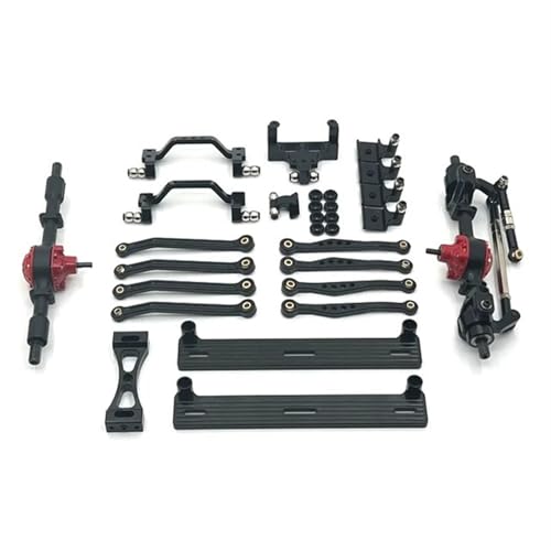 ZIBOXI Upgrade Vorder- und Hinterachse Fußpedalstange Aufhängungsrahmen Basisset passend for WPL 1/16 C64 RC Autoteile(Black) von ZIBOXI