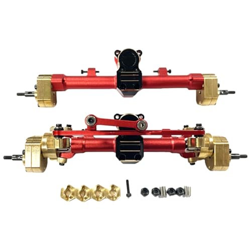 ZIBOXI Vordere Hinterachse RC Auto Teil Komplette Rc Vordere Hinterachse for 1 24 Axial Scx24 Crawler RC Upgrade Teil(Red) von ZIBOXI