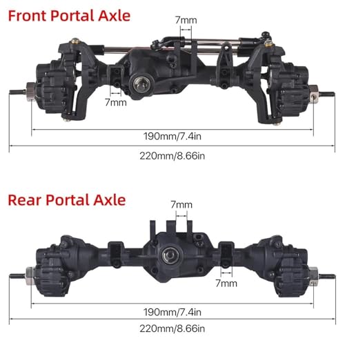 ZIBOXI Vordere und hintere Portalachsen for RC Traxxas TRX4 1/10 Rock Crawler Car ersetzen Upgrade-Teile(Front and Rear Axles) von ZIBOXI