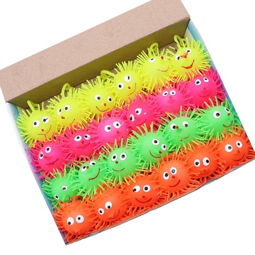 ZIDDAR 24 Pcs Leuchten Bälle Blinkende Pompoms Bälle Für Kinder Klassenzimmer Stress Hüpfbälle Geburtstagsfeier Präsentiertes Spielzeug von ZIDDAR