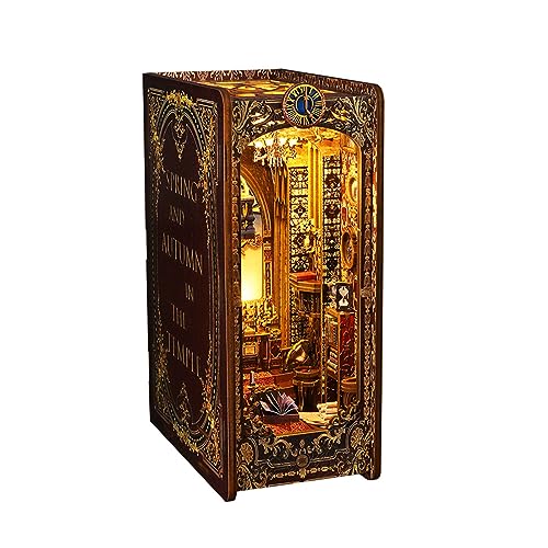 ZIDDAR 3D Holzrätsel BookNook Bookshelf Insert Decor Alley Buchenden Modell Kirche Kreativität Mit LED Licht von ZIDDAR