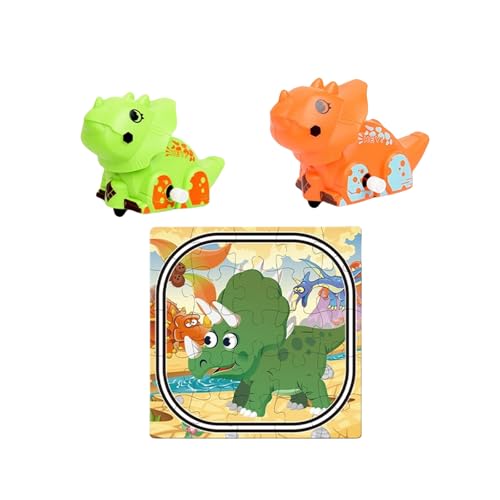 ZIDDAR Kinder Dinosaurier Thema Puzzle Track Set Mit Aufziehbarem Auto Kreatives Spielen Für Kinder Spielset Pädagogisches Puzzle Spielzeug von ZIDDAR