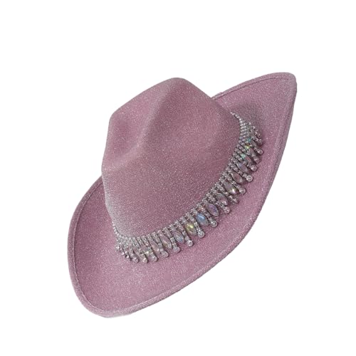 ZIDDAR Stylish Western Hat Bühnenbühnenauftritte Kostüm Mit Strasspolyester Für Hochzeiten Und Festivals Party von ZIDDAR