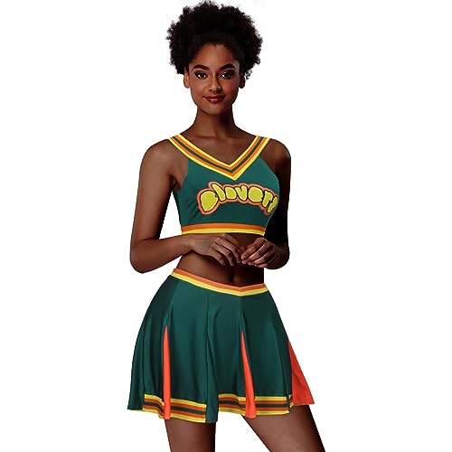 ZIFUNMUR Bring It On Damen Cheerleader-Kostüm, Kleid, Outfit, Erwachsene, Mädchen, Cheerleading, bauchfreies Top, Rock, Halloween, Cosplay, Uniform (Größe L) von ZIFUNMUR