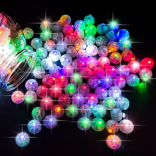 ZIGefofo 100 Stück LED Ballonlichter, Mini LedLuftballons Licht Blinkende Runde Ballons Lichter, für Papierlaterne Geburtstag Karneval Bar Klub Hochzeit Party Halloween Weihnachten Deko Licht - Bunt von ZIGefofo