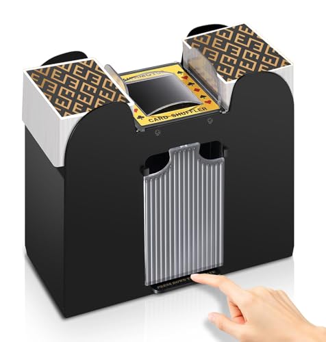 ZIKSUN 1-6 Deck Card Shuffler Machine, Batteriebetriebener Automatischer Kartenhändler, Elektrische Kartenmischer, Spielen Poker/UNO/Bridge Spiel Zubehör für Familienparty Club von ZIKSUN