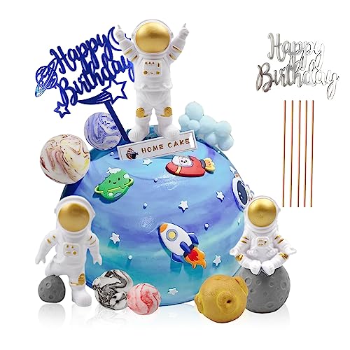 ZIOYA 9 Stück Figur Astronauten Tortendeko Weltraum Kuchendekoration Spaceman Kuchen Toppers Deko Spaceman Kuchen für Geburtstag Kinder Party Kuchen Dekoration Zubehör von ZIOYA