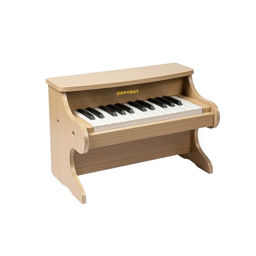 ZIPPY MAT Kinder Klavier Tastatur, 25 Tasten Digitalpiano für Kinder, Mini Musik Lerninstrument Spielzeug, Holz Klavier für Kleinkinder Mädchen Jungen (Oak) von ZIPPY MAT