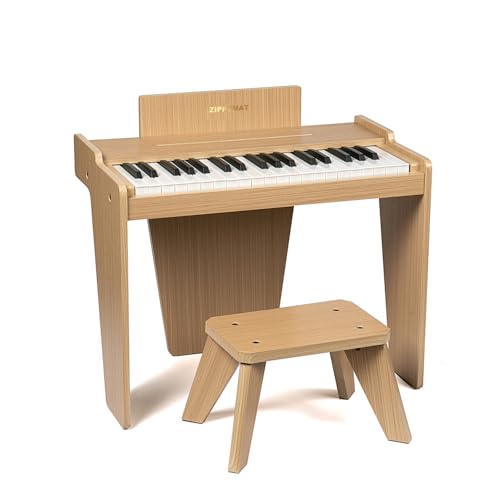 ZIPPY MAT Kinder Klavier Tastatur, 37 Tasten Digitalpiano für Kinder, Musik Lerninstrument Spielzeug, Holzklavier für 3+ Mädchen und Jungen (Oak Basic) von ZIPPY MAT