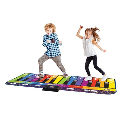 ZIPPY MAT Klaviermatte für Kinder, riesige musikalische Keyboard-Bodenspielmatte, 8 Instrumente, inkl. Liederbuch, Party-Tanz-Geschenk für Jungen Mädchen Kleinkinder Familien (Rainbow) von ZIPPY MAT