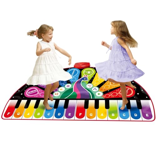 ZIPPY MAT Klaviermatte für Kinder, riesige musikalische Keyboard-Bodenspielmatte, 8 Instrumente, inkl. Liederbuch, Party-Tanz-Geschenk für Jungen Mädchen Kleinkinder Familien (Peacock) von ZIPPY MAT