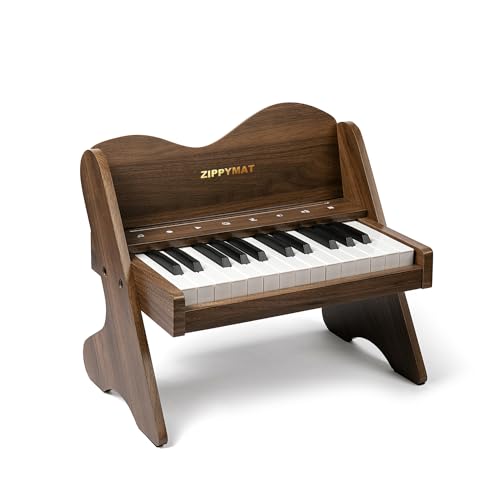 ZIPPY MAT Kinder-Klavier-Tastatur, 25 Tasten, berührungsempfindliches Bedienfeld, Lautstärke einstellbar, Mini-Musik-Lerninstrument-Spielzeug, Holzklavier für Kleinkinder Mädchen Jungen (Walnut) von ZIPPY MAT