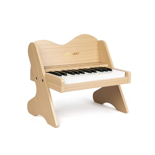 ZIPPY MAT Kinder-Klavier-Tastatur, 25 Tasten, berührungsempfindliches Bedienfeld, Lautstärke einstellbar, Mini-Musik-Lerninstrument-Spielzeug, Holzklavier für Kleinkinder Mädchen Jungen (Oak) von ZIPPY MAT