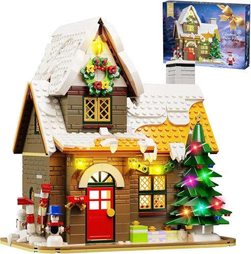 ZIQILIGHTING Winter-Schneehaus Weihnachts-Bausatz, Weihnachtsspiel Set, Bauspielzeug Set, Sammler, Jugendliche und Erwachsene (1024 PCS) von ZIQILIGHTING