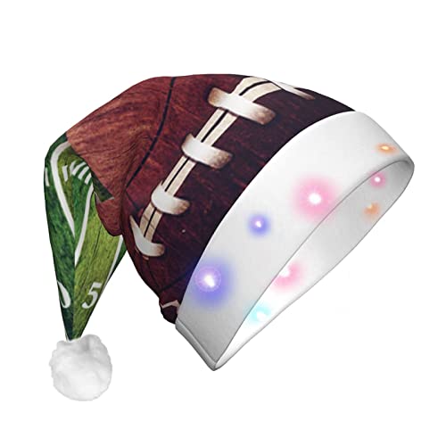 ZISHAK American Football Feld und Ball, festliche LED-beleuchtete Plüsch-Weihnachtsmütze: Die ultimative Party-Kopfbedeckung für unvergessliche Feiern von ZISHAK