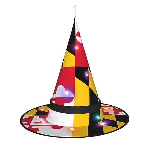 ZISHAK Flagge von Maryland Halloween-Hexenhut für Damen, stilvoll und modisch, ideal für Partys und Rollenspiele von ZISHAK