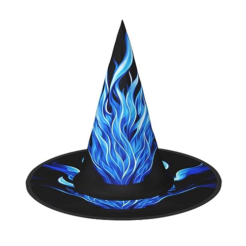 ZISHAK Halloween-Hexenhut mit Indigo-Flamme für Damen, ultimativer Partyhut für das beste Halloween-Kostüm-Ensemble von ZISHAK