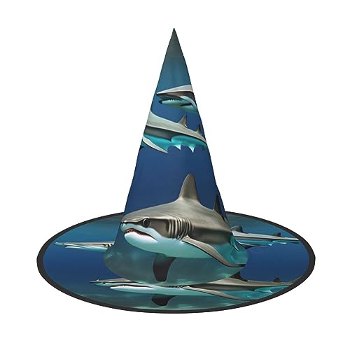 ZISHAK Hammerhead Sharks Trendy Halloween Hexenhut für Frauen - Ultimativer Partyhut für das beste Halloween-Kostüm-Ensemble von ZISHAK