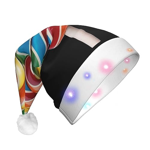 ZISHAK Lollipop festliche LED-beleuchtete Plüsch-Weihnachtsmütze: Die ultimative Party-Kopfbedeckung für unvergessliche Feiern von ZISHAK