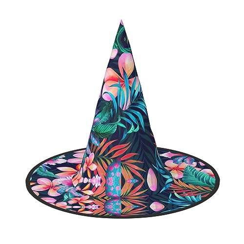 ZISHAK Trendiger Halloween-Hexenhut mit tropischen Blumen für Frauen – ultimativer Partyhut für das beste Halloween-Kostüm-Ensemble von ZISHAK