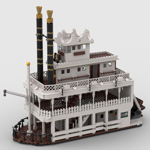 ZITIANYOUBUILD Western Paddle Steamer Dampfschiff Dampfboot Bauspielzeug Set 1440 Teile MOC ab 18 Jahren von ZITIANYOUBUILD