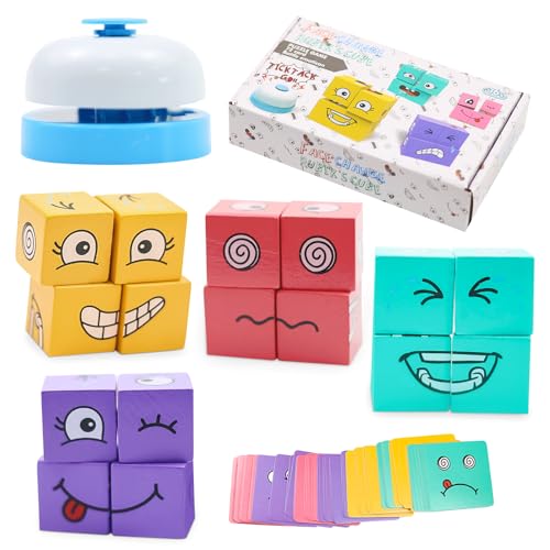 ZITUZY Holzwürfel Puzzle, Ausdruck Holzwürfel Puzzle, 3D Puzzle Face-Changing Magic Cube, für Kinder ab 3 Jahren, Interaktion Spielzeug Holz Matching Game für Kinder Thinking von ZITUZY