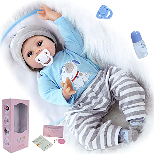 22 Zoll 55 cm Reborn Babypuppe Realistisch Neugeborene Reborn Silikon Weichkörper Lebensechtes Reborn Babys öffnen Augen Boy Reborn Puppen Kinder Mädchen Spielzeug Geschenke von ZIYIUI