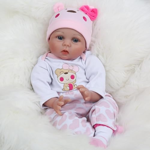 ZIYIUI 55cm Lebensecht Reborn Babys Doll Puppen Silikon Mädchen Reborn Babypuppen Junge Realistische Puppe Kinder Spielzeug (1) von ZIYIUI