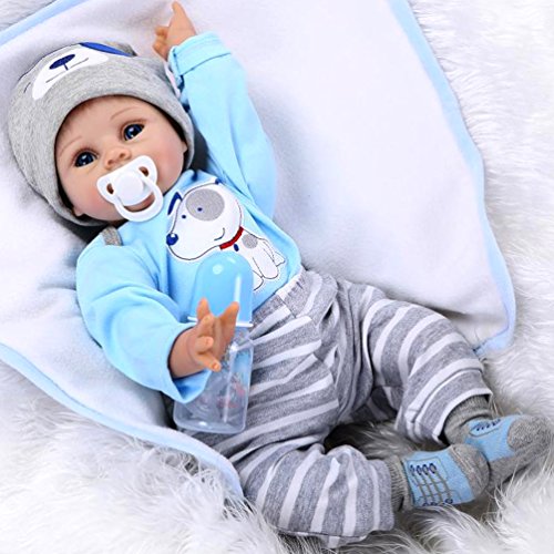 SYP Reborn Baby Puppe 22 Zoll 55cm Lebensecht Weiches Silikon Vinyl Babypuppe Wie Echtes Baby Silikon Baby Junge Handgemachte Reborn Babys. von ZIYIUI